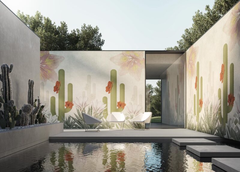 carta da parati con cactus desert in bloom