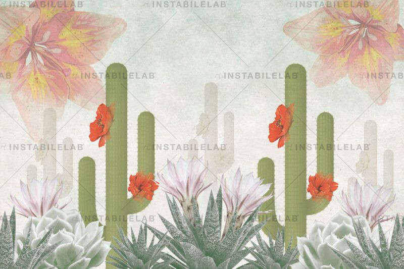 papier peint avec cactus Desert in Bloom variante 1
