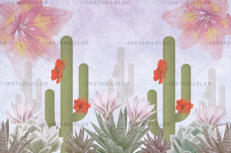 papier peint avec cactus Desert in Bloom variante 2
