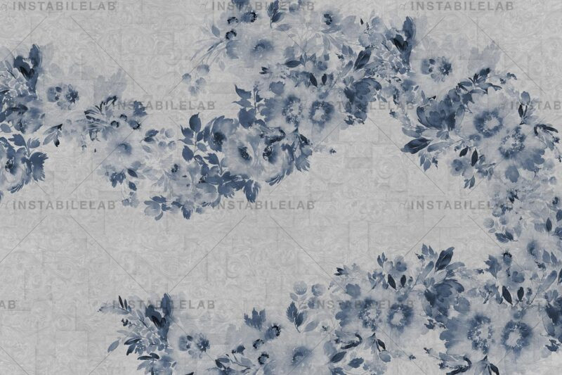papier peint fleurs bleues Infinito variante 1