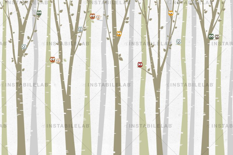 trees and owls wallpaper Anacleto variant 1