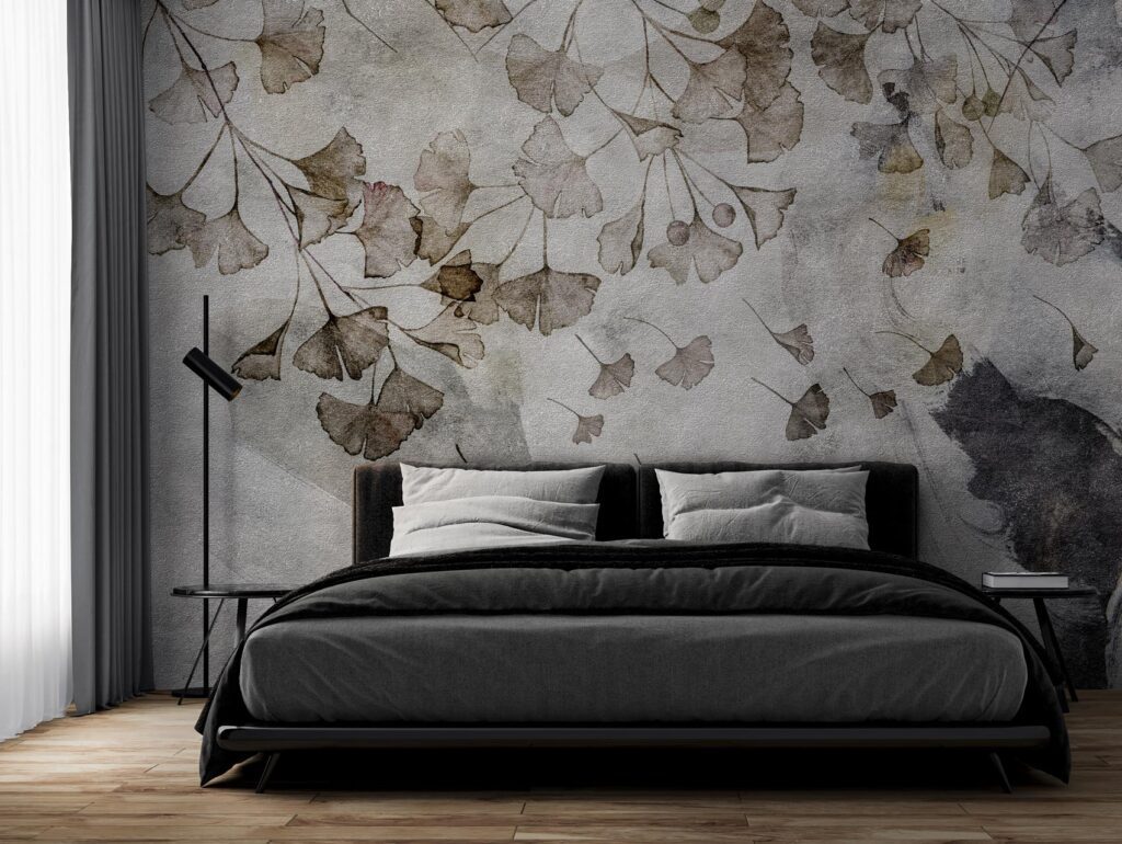 Papel pintado con hojas de ginkgo