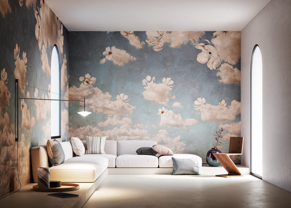 Cloud and flower wallpaper