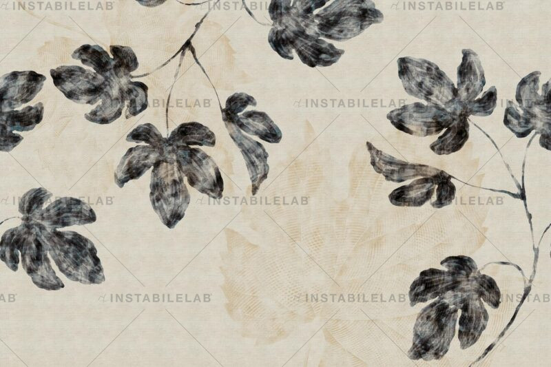 Basilia artistic wallpaper with leaves from the Avenue Instabilelab catalogue.