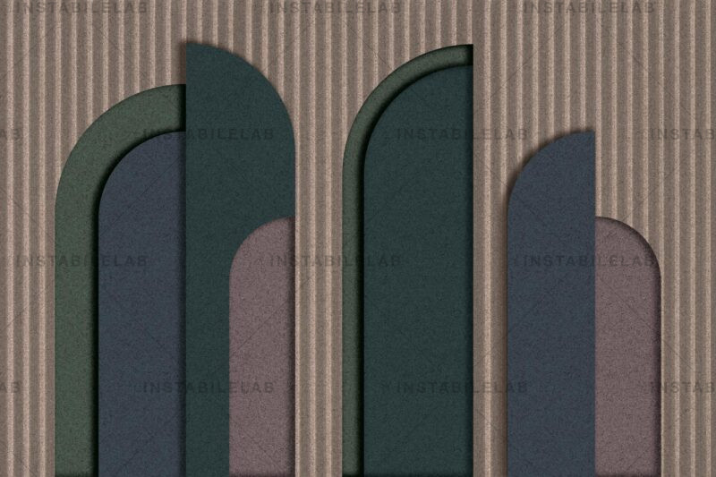 Abstrakte, geometrische und farbenfrohe Tapete Cecile aus dem Katalog Avenue Instabilelab.