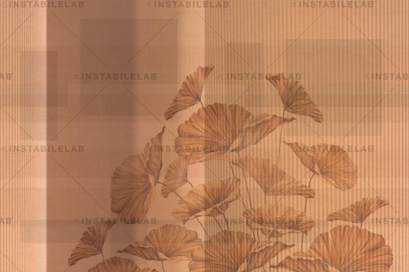 Papier peint géométrique Dorothea avec des feuilles du catalogue Avenue Instabilelab. 