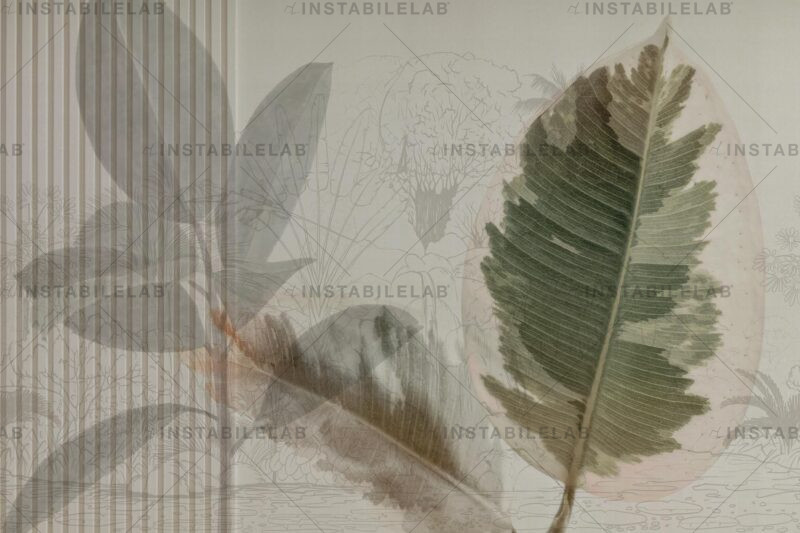 Etienne artistic wallpaper with leaves from the Avenue Instabilelab catalogue. 