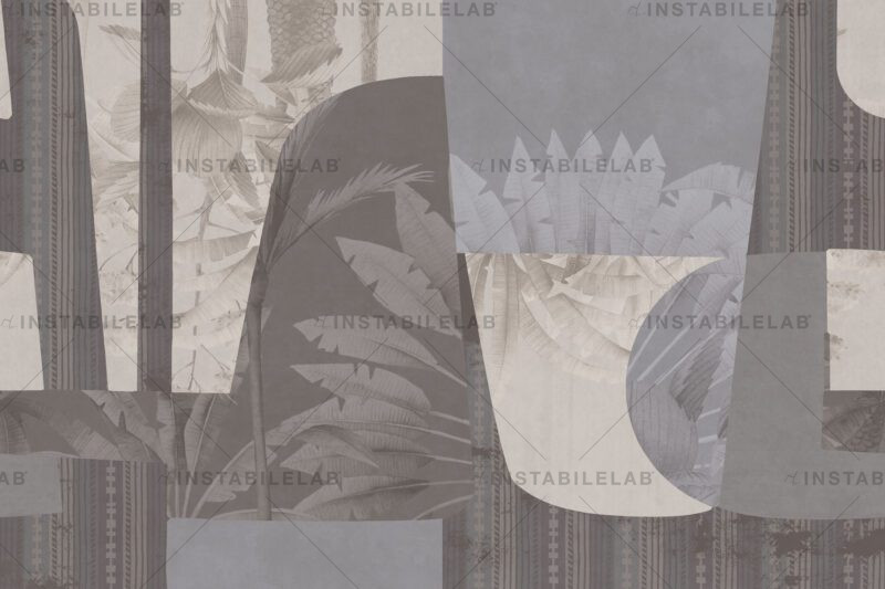 Iana decorative, geometric wallpaper with leaves from the Avenue Instabilelab catalogue.