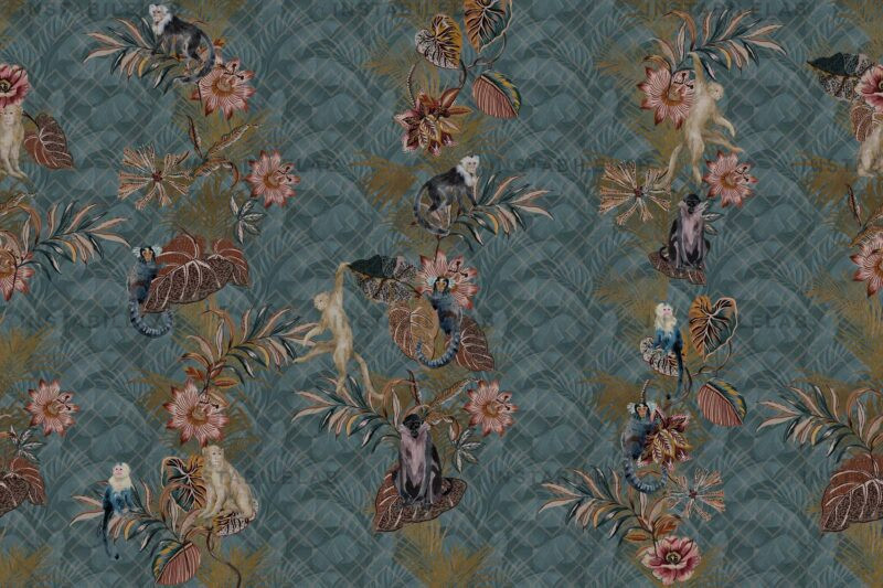 Lucien nature-themed wallpaper with animals from the Avenue Instabilelab catalogue.