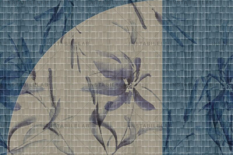 Papel pintado geométrico Noemi con flores del catálogo Avenue Instabilelab.