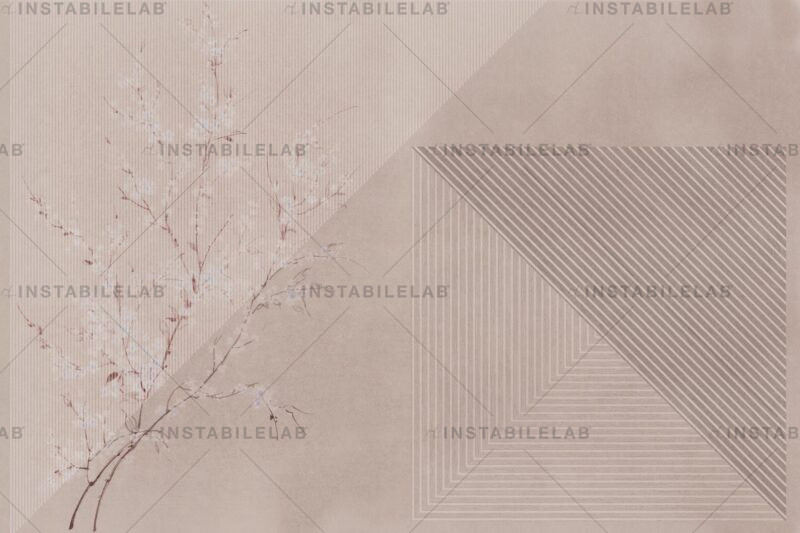 Geometrische, raffinierte Rubintapete mit Blumen aus dem Katalog Avenue Instabilelab.