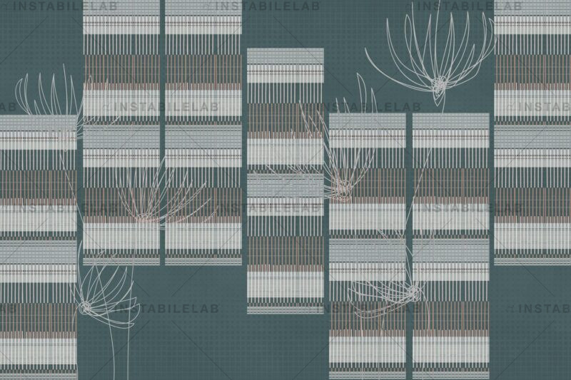 Dekorative und geometrische Tapete Sante mit stilisierten Blumen aus dem Katalog Avenue Instabilelab.