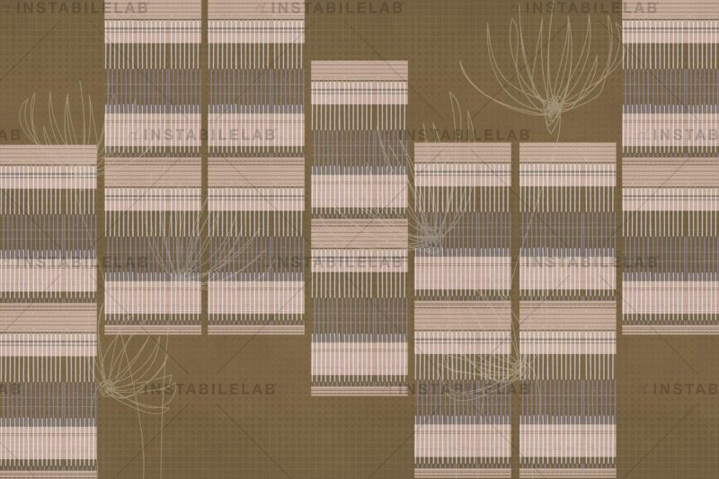 Dekorative und geometrische Tapete Sante mit stilisierten Blumen aus dem Katalog Avenue Instabilelab.