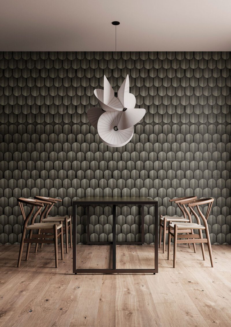Wando geometric wallpaper from the Monochrome Instabilelab collection