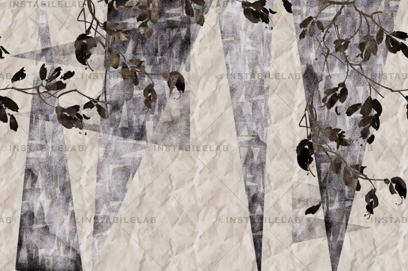 Xavier decorative, geometric wallpaper with leaves from the Avenue Instabilelab catalogue.