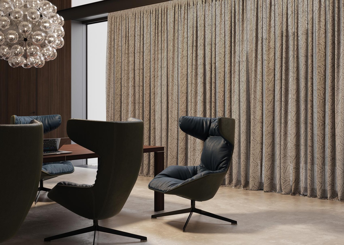 Fabrics and curtain systems: light shapes interior design